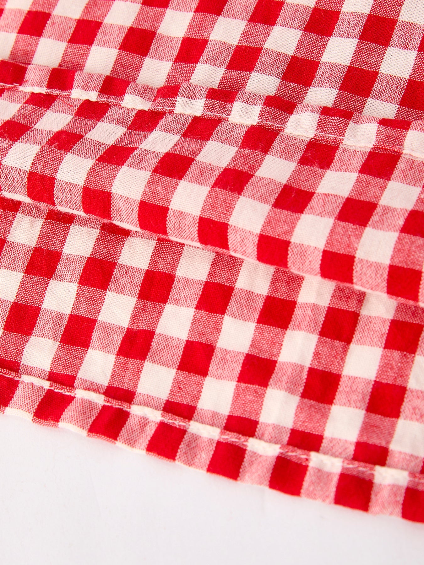 Red Cherry Bow Plaid Smocking Embroidery Girls' Dress