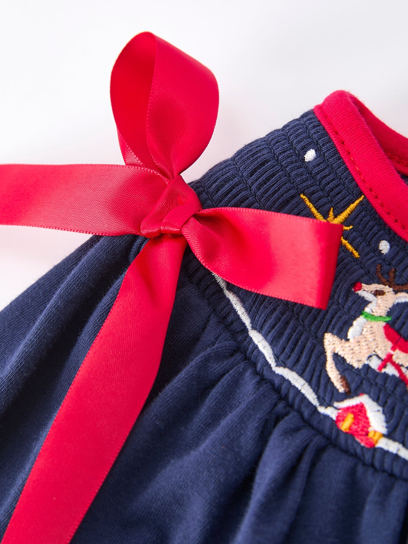 Christmas Holiday Celebration Dress: Navy with Santa Sleigh