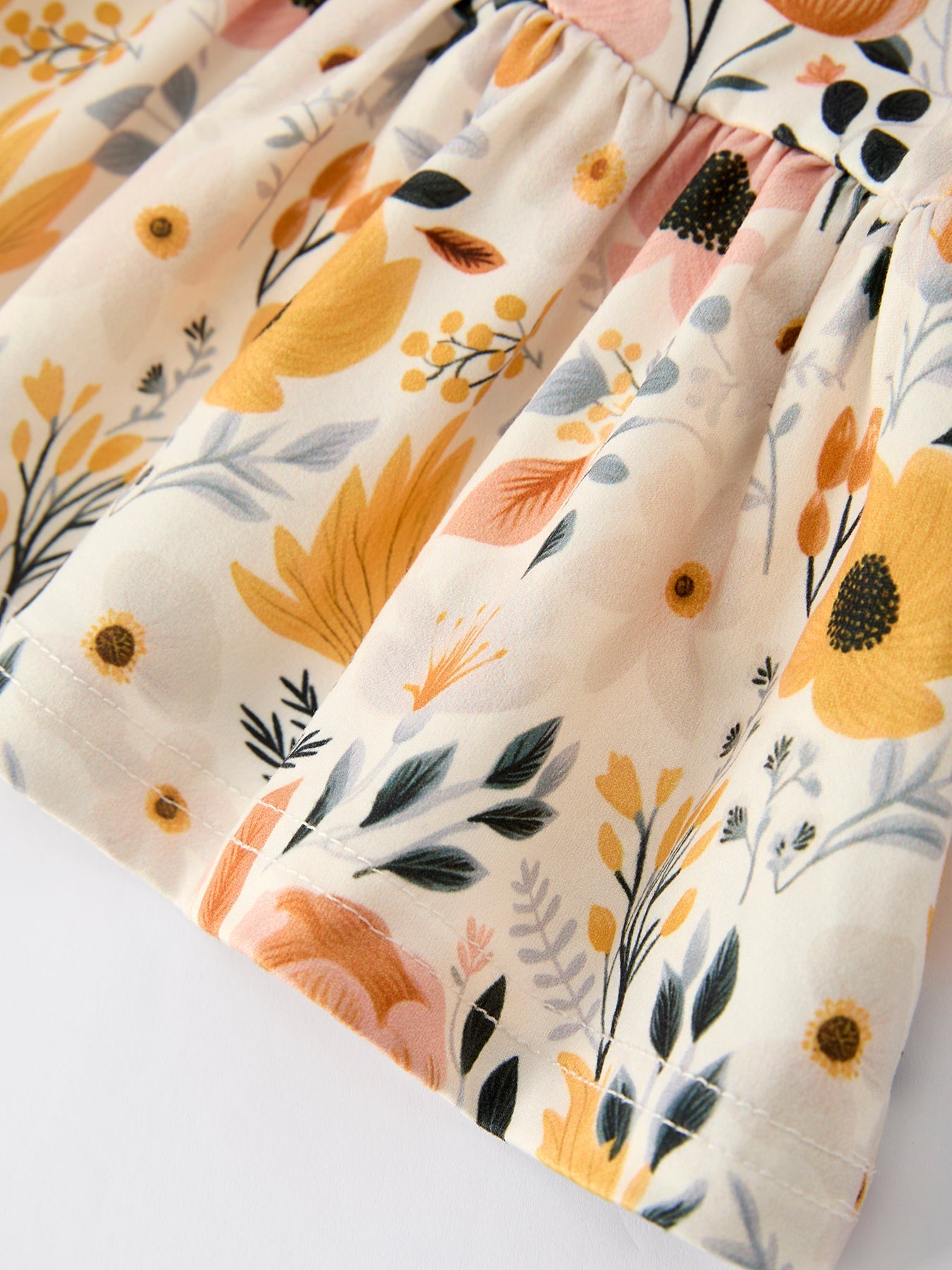 Fall Floral Print Baby Girls Long Sleeve Top with Ruffle Bloomers Set