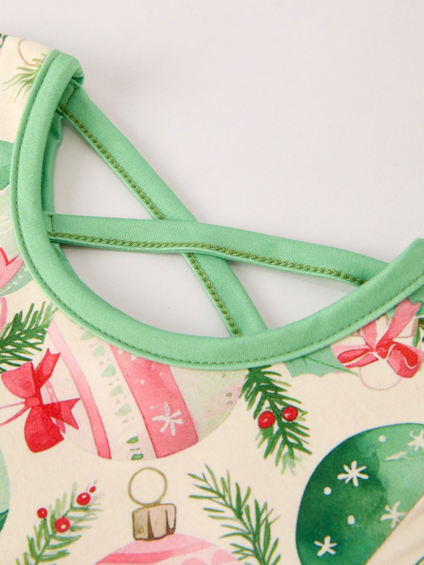 Winter Christmas Green Girls Pocket Dress