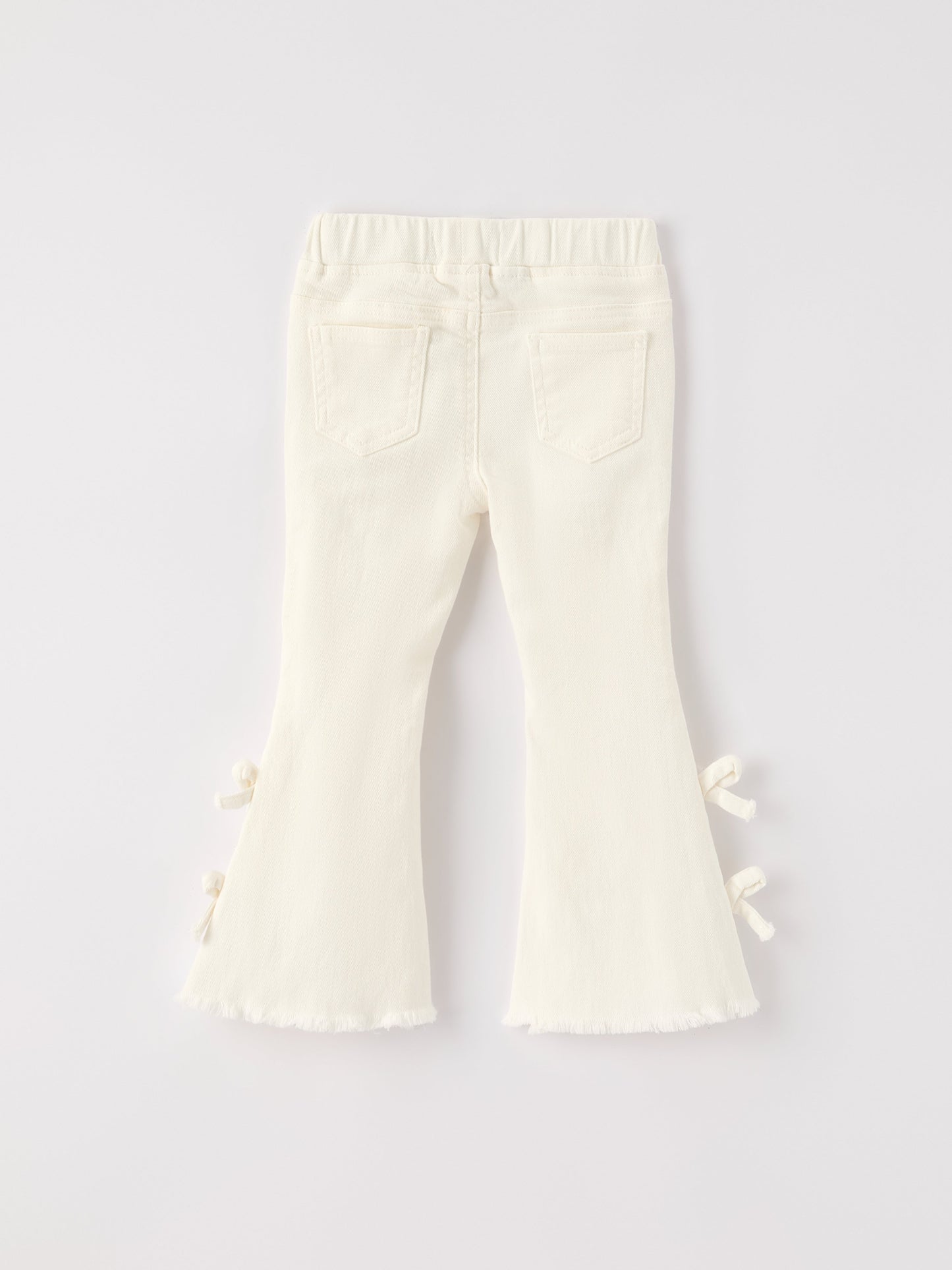 Christmas Charming White Bell Bottom Pants with Cute Bows