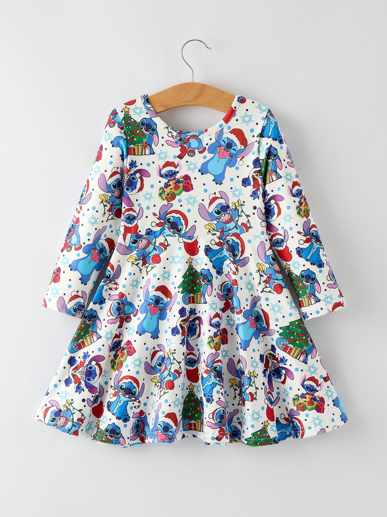 Cute Christmas Tree Character Print Girls Dress