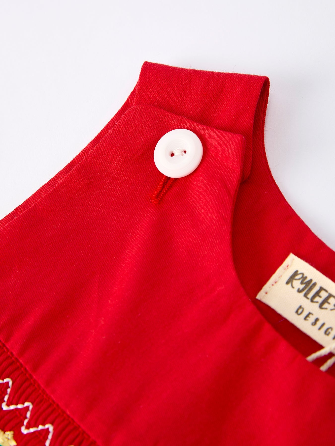 Christmas Gingerbread Embroidery Red Baby Boy Romper with Bow