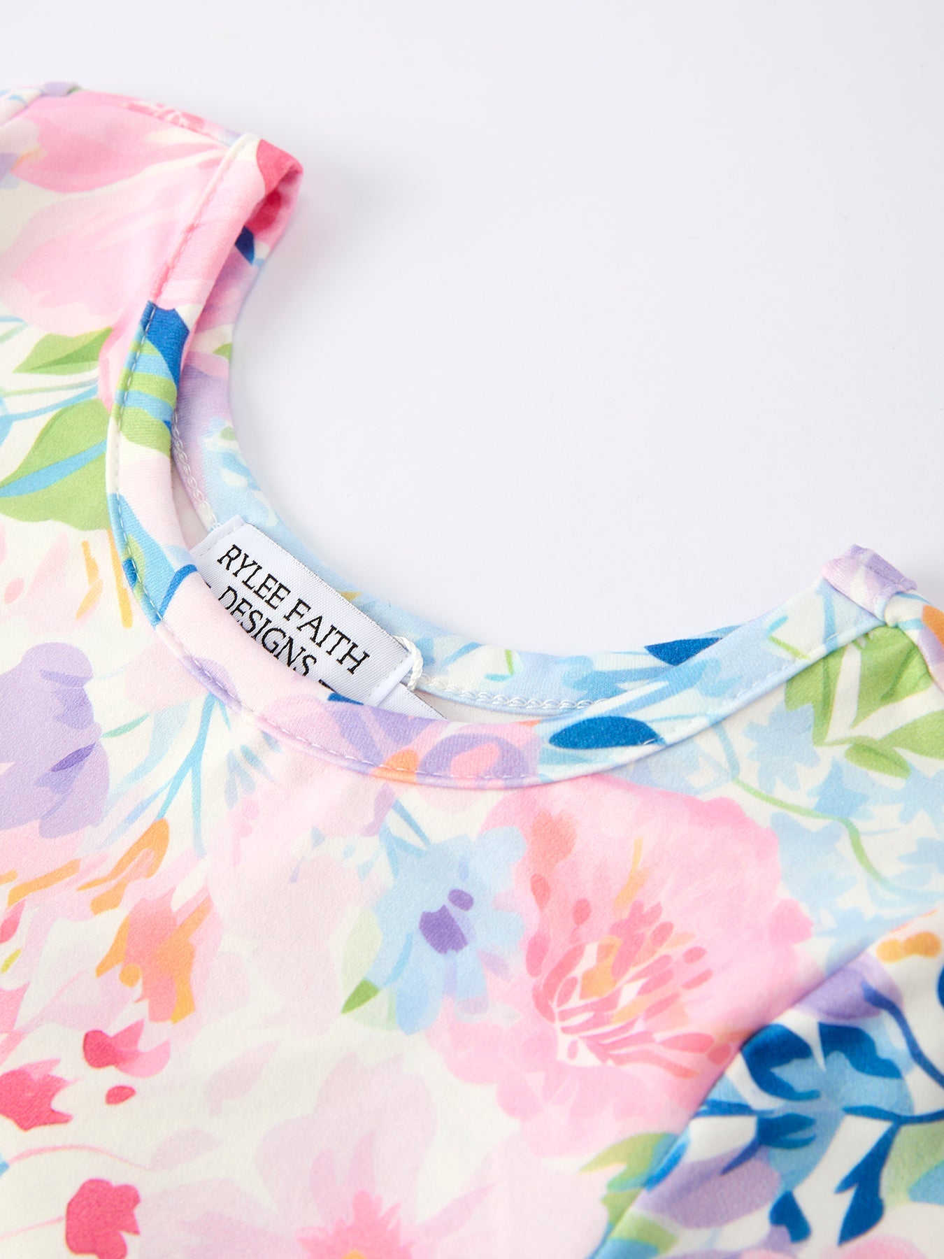 Spring and Autumn Floral Print Girl Dress with Long Sleeves