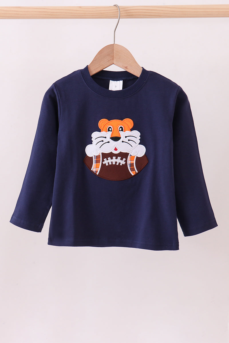 Premium Navy Auburn tiger applique top