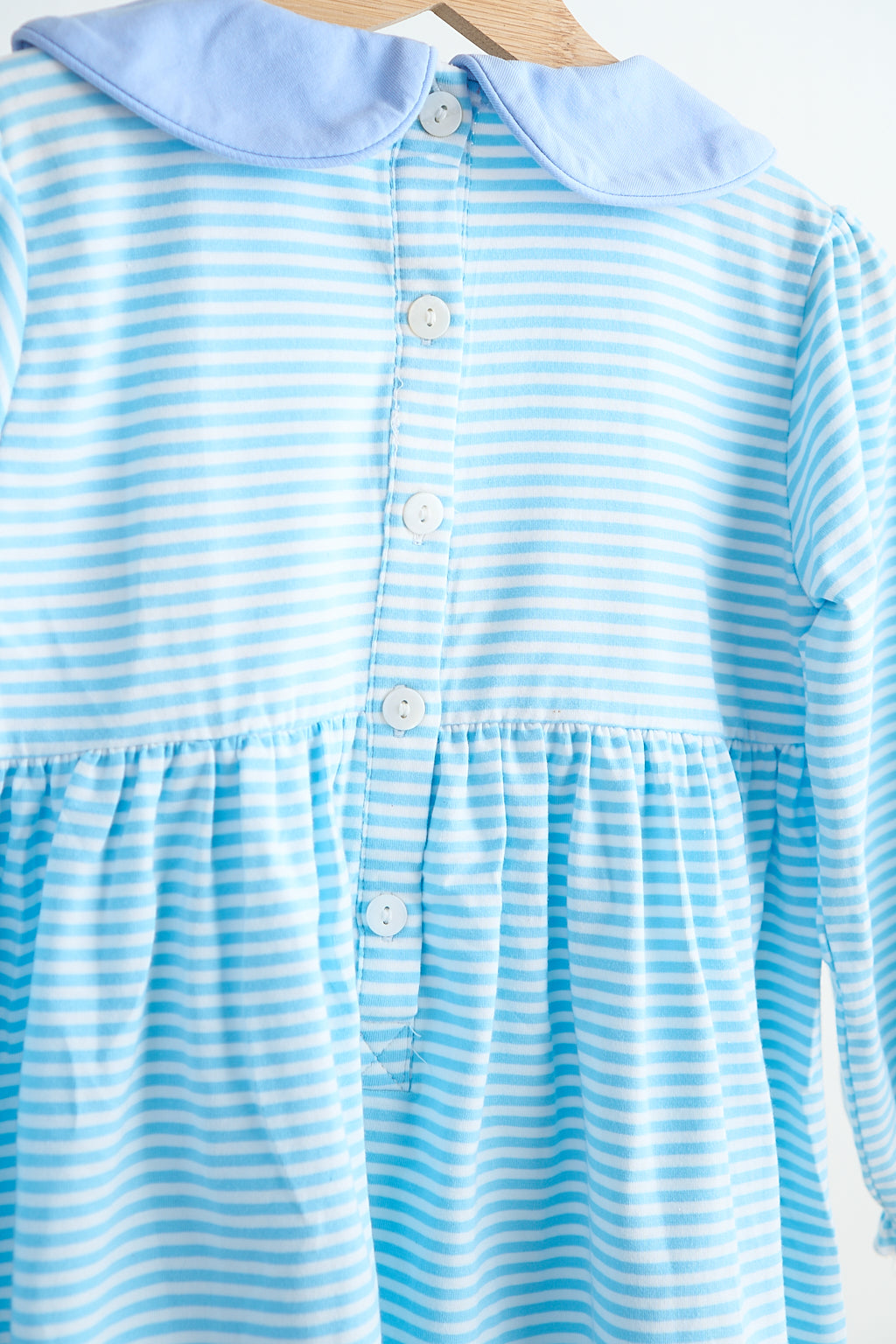 *Blue puppy hand smocked stripe dress