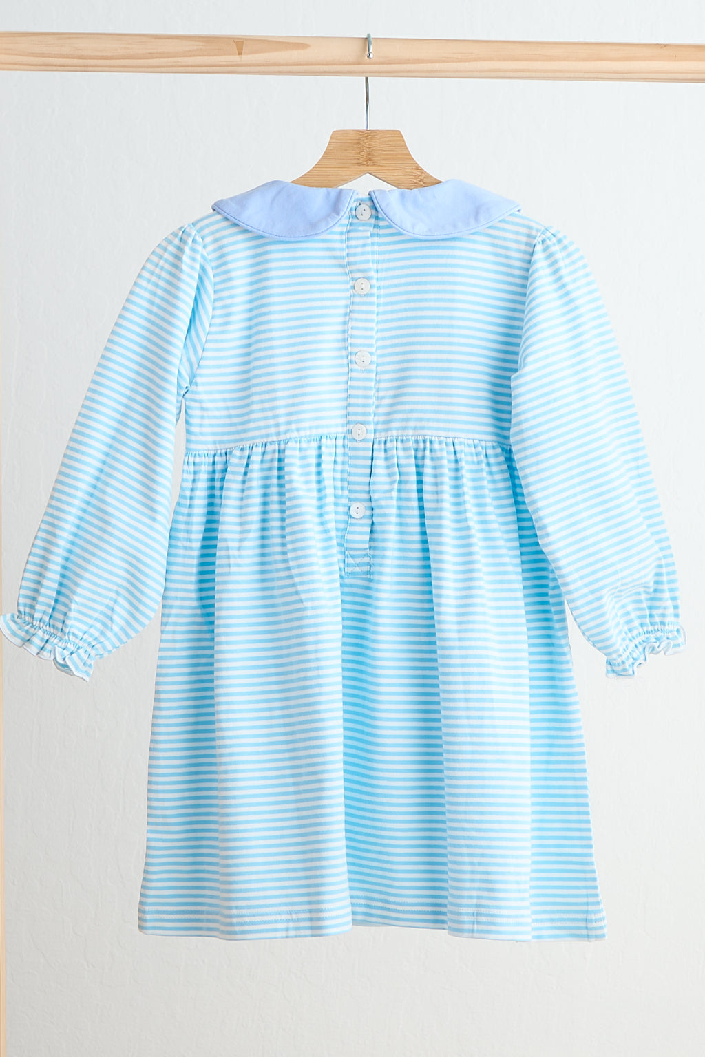 *Blue puppy hand smocked stripe dress