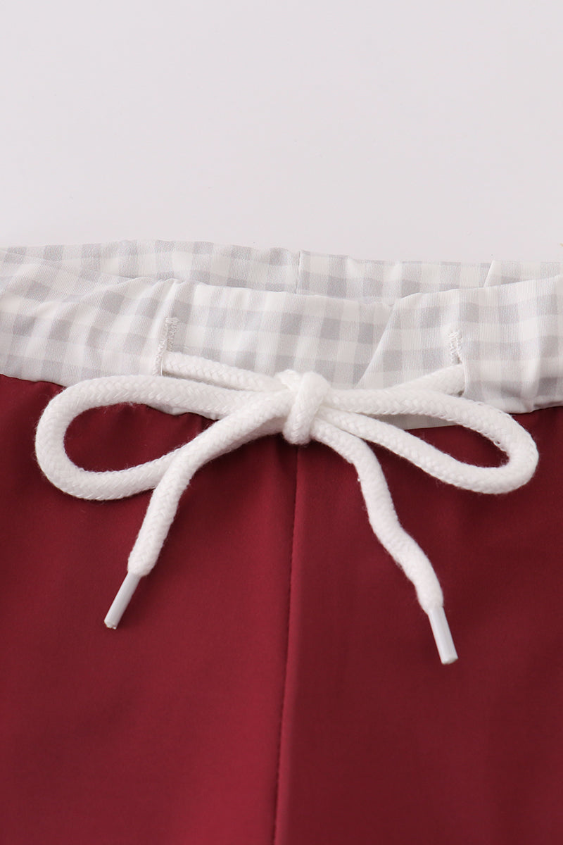 (Sale price as marked) Maroon elephant embroidery swim trunks